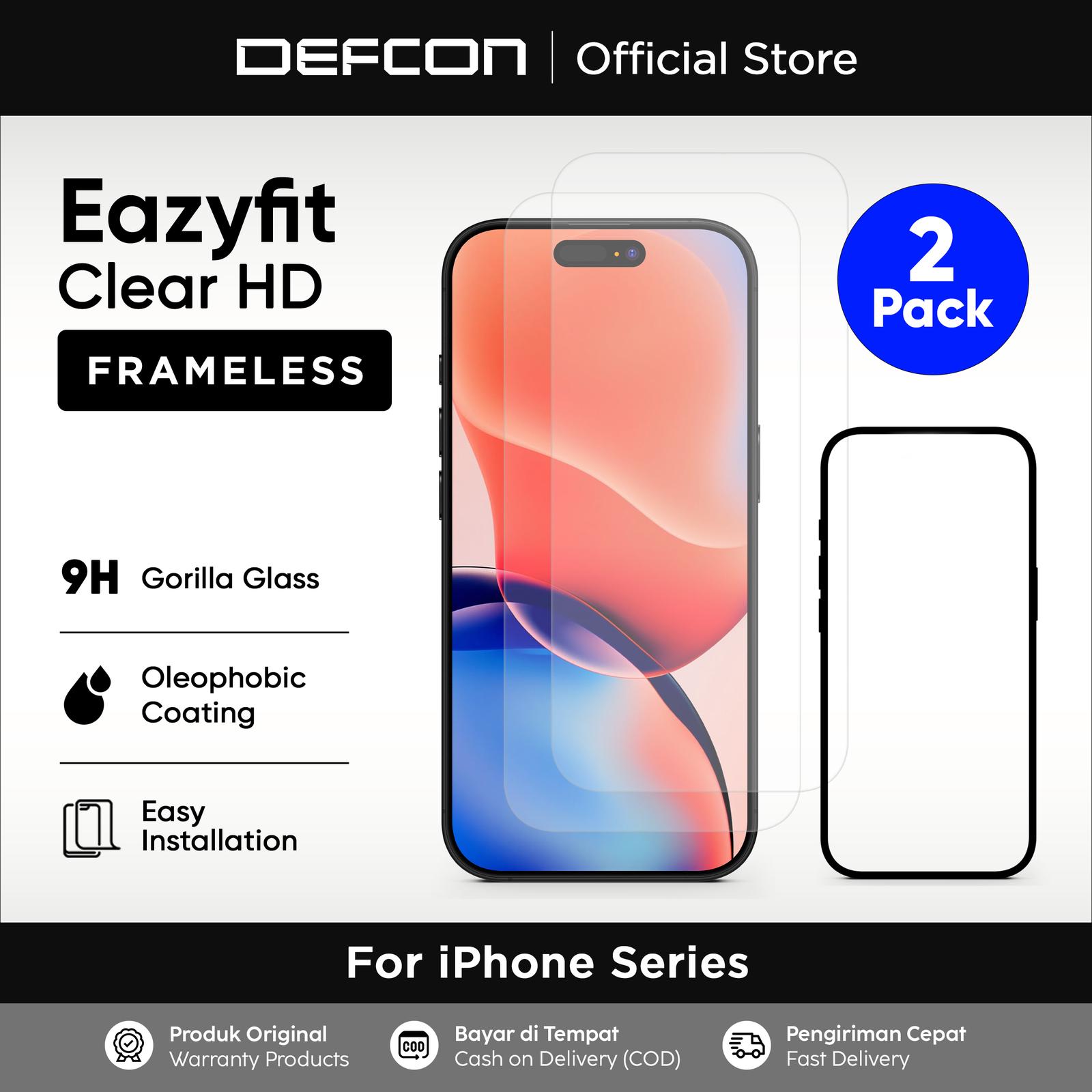 [2PCS] EAZYFIT FRAMELESS CLEAR HD IPHONE TEMPERED GLASS